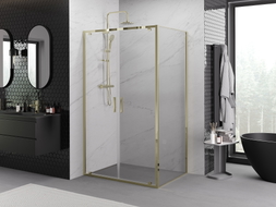 Mexen Exo-BR Duo sprchovací kút otvárací 80 x 70 cm, priehľadný, zlatý - 8182-080-070-50-00