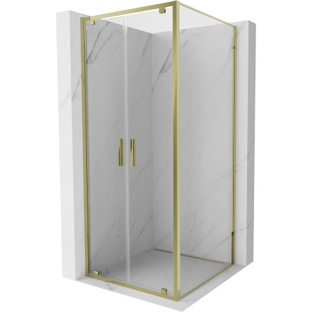 Mexen Exo-BR Duo sklopná sprchová kabína 90 x 90 cm, priehľadná, zlatá - 8182-090-090-50-00