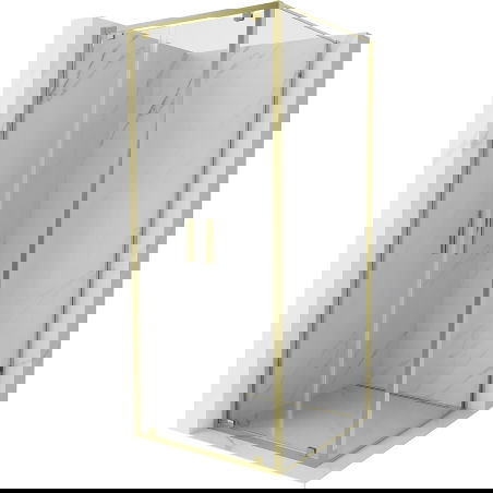 Mexen Exo sprchová kabína s otváracími dverami 90 x 90 cm, číra, zlatá - 8182-090-090-50-00