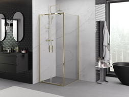 Mexen Exo sprchová kabína s otváracími dverami 90 x 90 cm, číra, zlatá - 8182-090-090-50-00