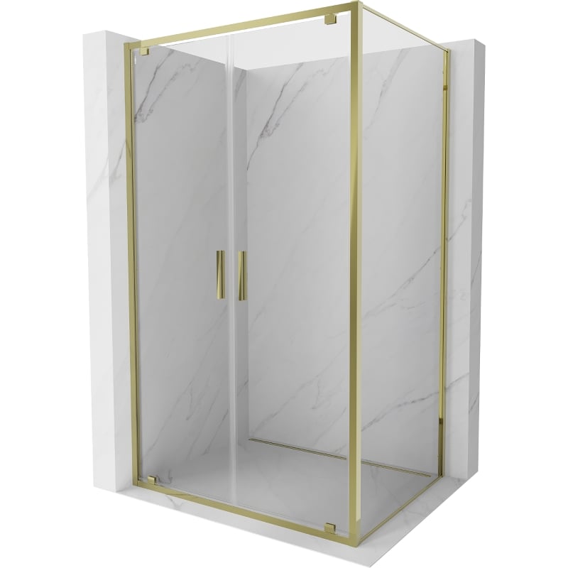 Mexen Exo sprchovací kabína s otočnými dverami 90 x 95 cm, priehľadná, zlatá - 8182-090-095-50-00