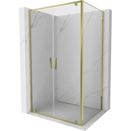 Mexen Exo sprchovací kabína s otočnými dverami 90 x 95 cm, priehľadná, zlatá - 8182-090-095-50-00