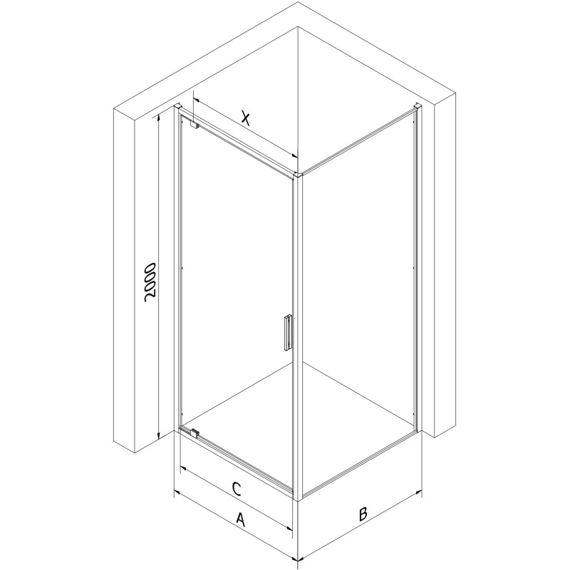 Mexen Exo-BR sprchový kút s dvermi 95 x 70 cm, priehľadný, zlatý - 8181-095-070-50-00