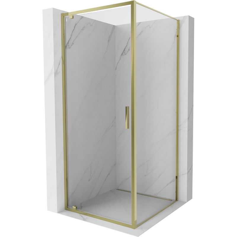 Mexen Exo sprchovací kút otvárací 85 x 85 cm, transparentný, zlatý - 8181-085-085-50-00