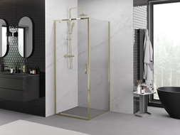 Mexen Exo sprchovací kút otvárací 85 x 85 cm, transparentný, zlatý - 8181-085-085-50-00