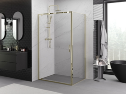 Mexen Exo-BR sprchový kút s krídlovými dverami 90 x 85 cm, priehľadný, zlatý - 8181-090-085-50-00