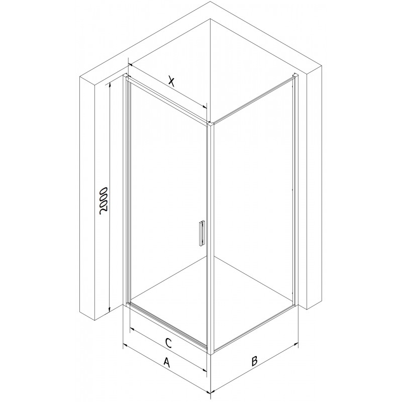 Mexen Exo otváracia sprchová kabína 75 x 80 cm, transparentná, zlatá - 817-075-080-50-00