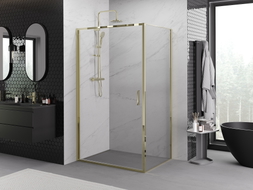 Mexen Exo-B sprchovací kút s otváracími dverami 80 x 85 cm, transparentný, zlatý - 817-080-085-50-00