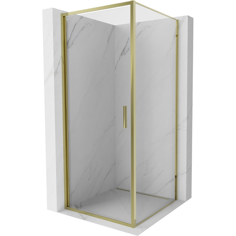 Mexen Exo-B sprchovací kút s otváracími dverami 85 x 85 cm, priehľadný, zlatý - 817-085-085-50-00