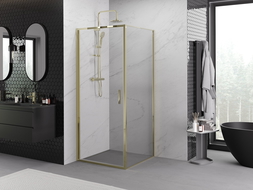 Mexen Exo sprchová kabína otváracia 90 x 90 cm, priehľadná, zlatá - 817-090-090-50-00