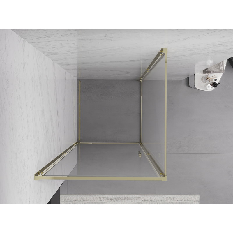 Mexen Exo-B sprchový kút sklopný 100 x 100 cm, transparentný, zlatý - 817-100-100-50-00
