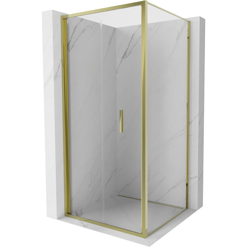 Mexen Exo skladacia sprchová kabína 90 x 90 cm, číra, zlatá - 816-090-090-50-00