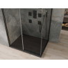 Mexen Omega posuvná sprchová kabína 100 x 80 cm, priehľadná, čierna + sprchová vanička Flat, čierna