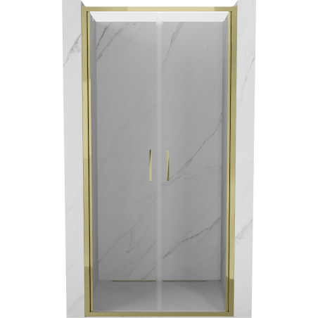 Mexen Exo-B Duo dvojité sprchové dvere otváracie 70 cm, transparentné, zlaté - 814-070-000-50-00