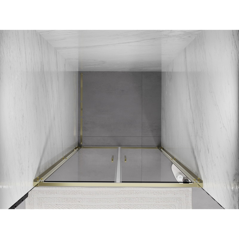 Mexen Exo-B Duo dvojité sprchové dvere otváracie 70 cm, transparentné, zlaté - 814-070-000-50-00