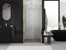 Mexen Exo dvojité sprchové dvere s otváraním 80 cm, transparentné, zlaté - 814-080-000-50-00