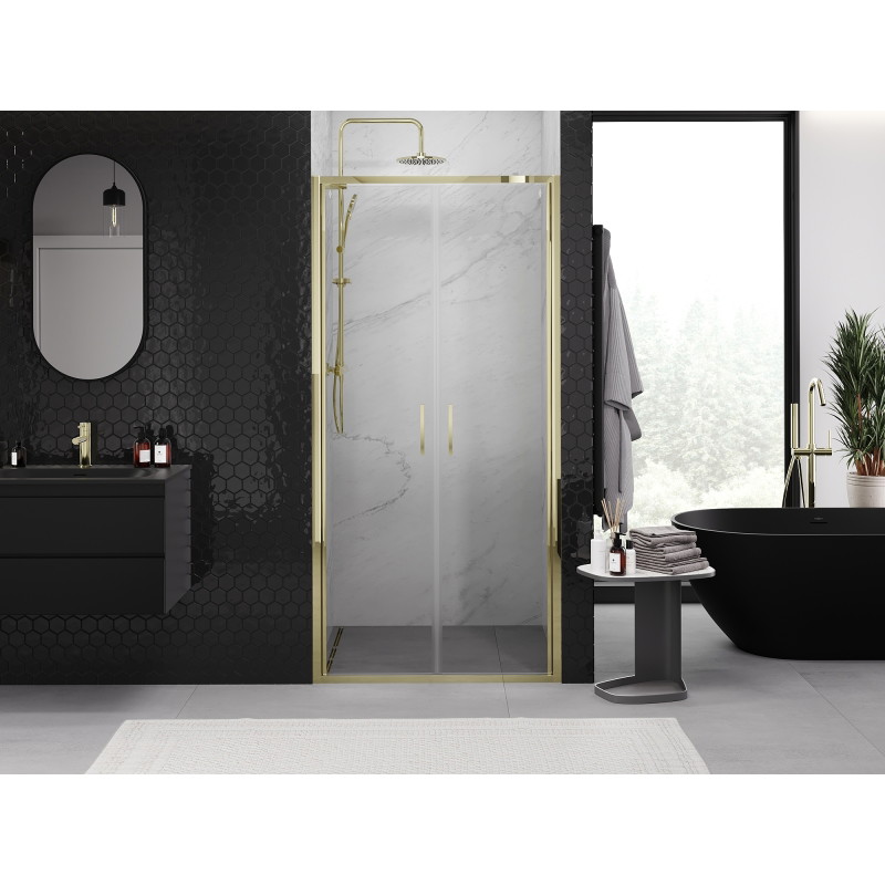 Mexen Exo-B Duo dvojité sprchové dvere otvárateľné 100 cm, transparentné, zlaté - 814-100-000-50-00