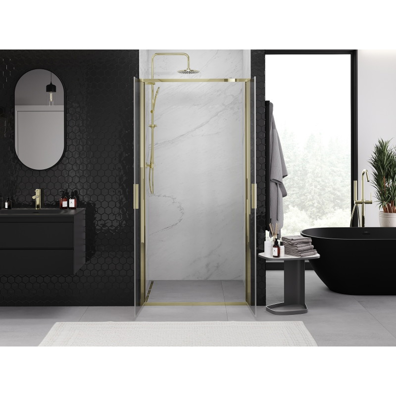 Mexen Exo-B Duo dvojité sprchové dvere otvárateľné 100 cm, transparentné, zlaté - 814-100-000-50-00
