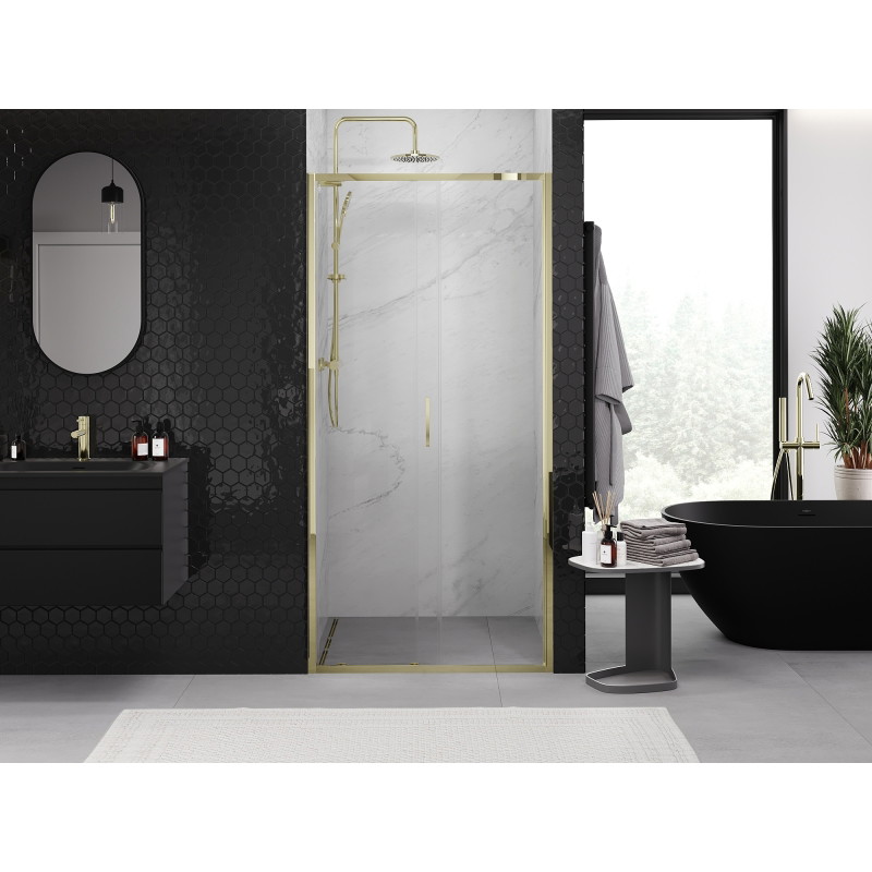 Mexen Exo-S posuvné sprchové dvere 105 cm, transparentné, zlaté - 8151-105-000-50-00