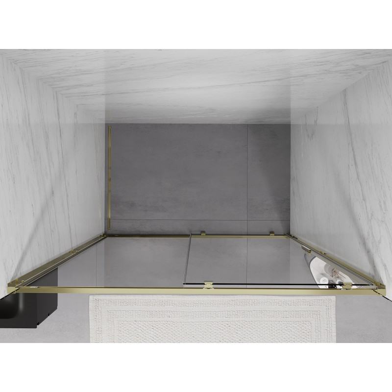 Mexen Exo-S posuvné sprchové dvere 145 cm, transparentné, zlaté - 8151-145-000-50-00