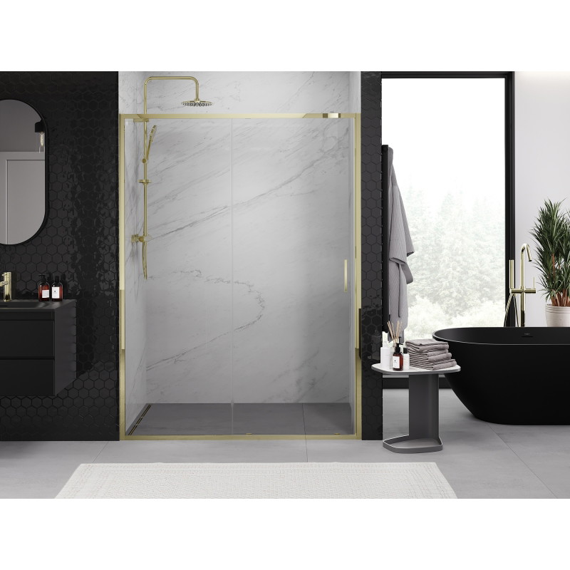Mexen Exo-S posuvné sprchové dvere 150 cm, transparentné, zlaté - 8151-150-000-50-00