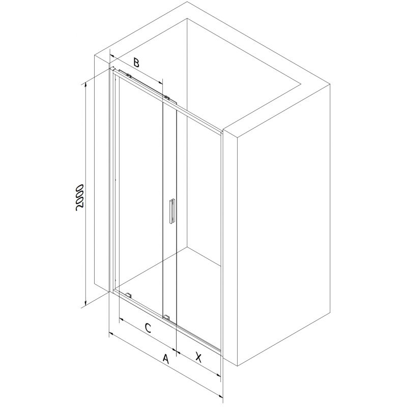 Mexen Exo posuvné sprchové dvere 155 cm, priehľadné, zlaté - 8151-155-000-50-00