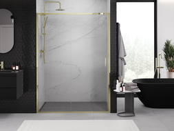 Mexen Exo posuvné sprchové dvere 155 cm, transparentné, zlaté - 8151-155-000-50-00