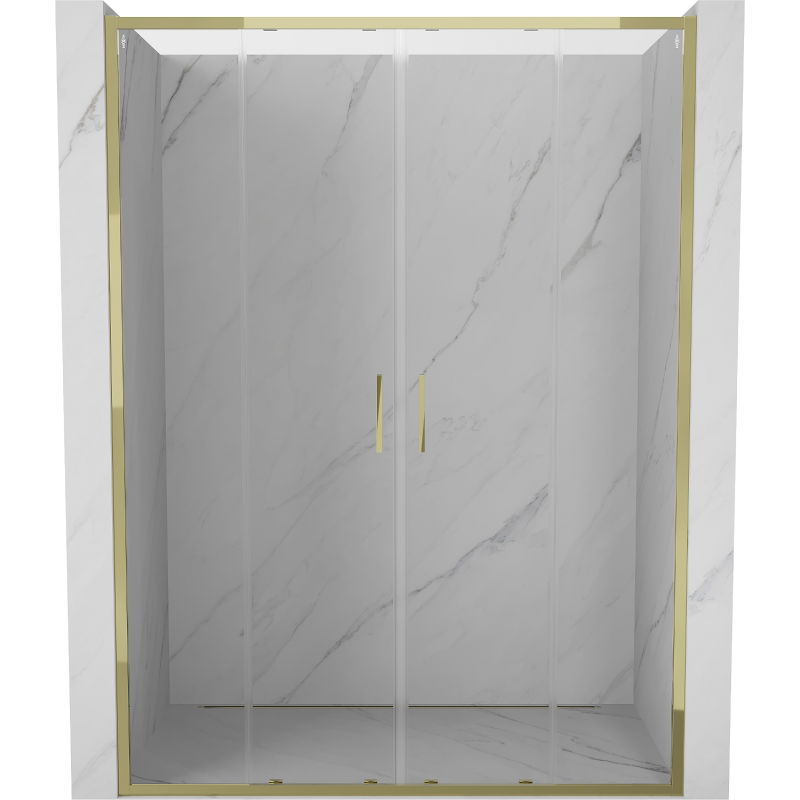 Mexen Exo dvojité posuvné sprchové dvere 140 cm, transparentné, zlaté - 8152-140-000-50-00