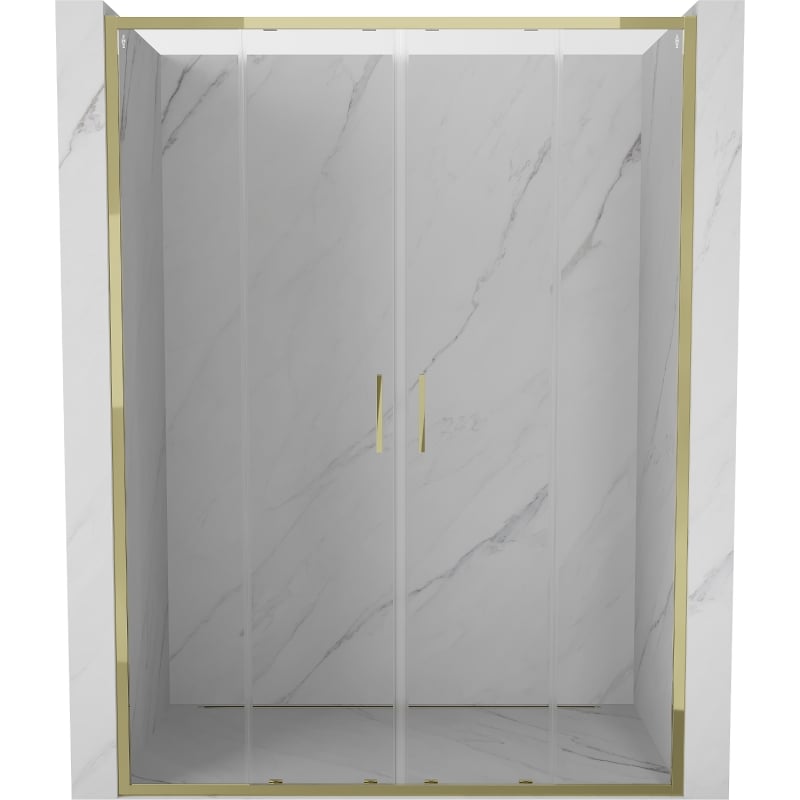 Mexen Exo dvojkrídlové sprchové dvere 140 cm, transparentné, zlaté - 8152-140-000-50-00