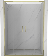 Mexen Exo-S Duo dvojité posuvné sprchové dvere 140 cm, priehľadné, zlaté - 8152-140-000-50-00