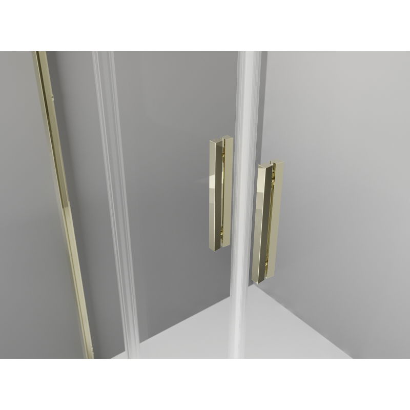 Mexen Exo dvojité posuvné sprchové dvere 140 cm, transparentné, zlaté - 8152-140-000-50-00