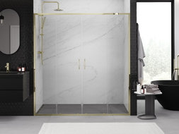 Mexen Exo-S Duo dvojité posuvné sprchové dvere 180 cm, transparentné, zlaté - 8152-180-000-50-00