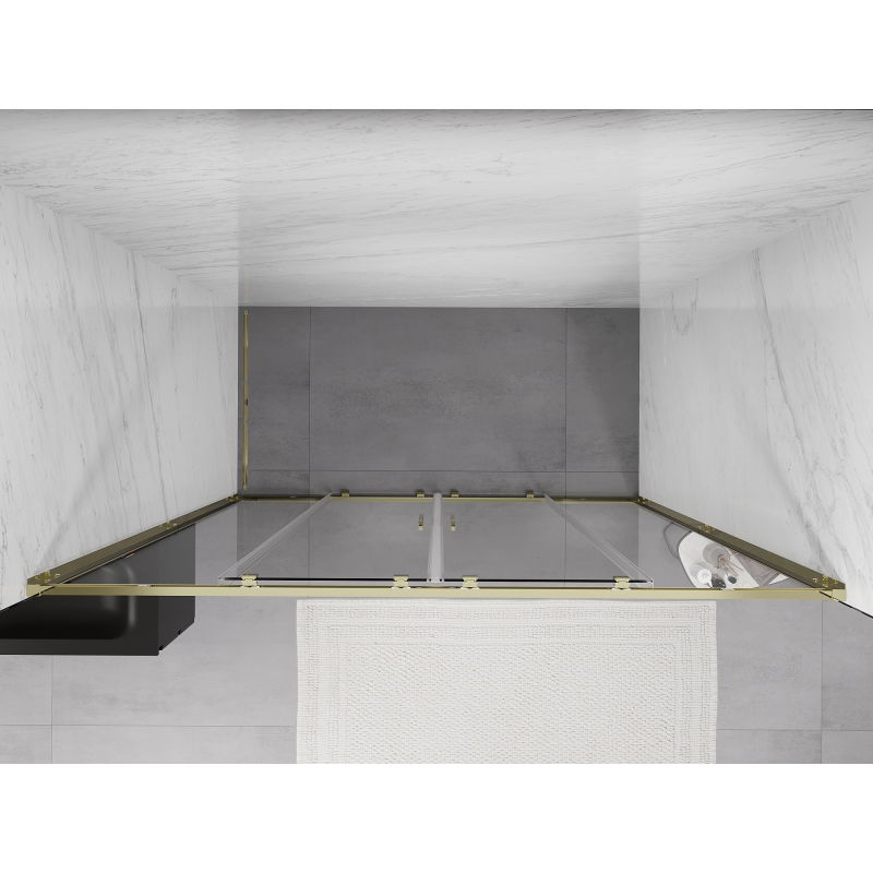 Mexen Exo dvojité posuvné sprchové dvere 180 cm, transparentné, zlaté - 8152-180-000-50-00