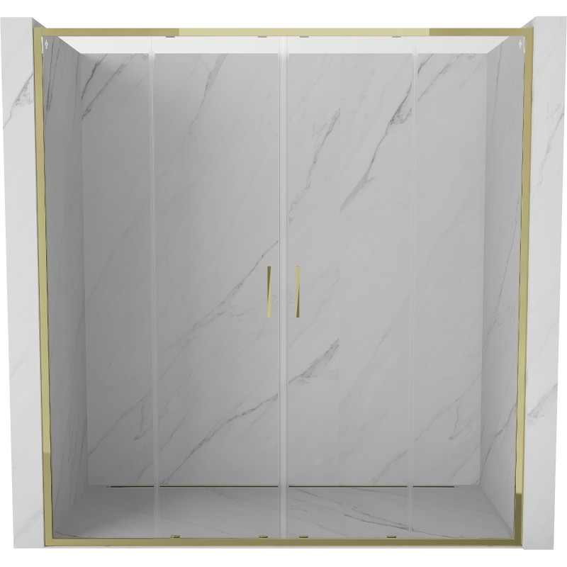 Mexen Exo-S Duo dvojité posuvné sprchové dvere 200 cm, transparentné, zlaté - 8152-200-000-50-00