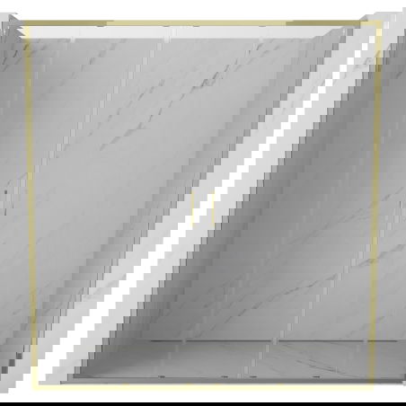 Mexen Exo dvojité posuvné sprchové dvere 200 cm, transparentné, zlaté - 8152-200-000-50-00