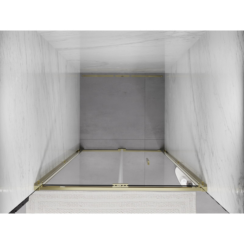 Mexen Exo-F skladacie sprchove dvere 65 cm, priehľadné, zlaté - 816-065-000-50-00