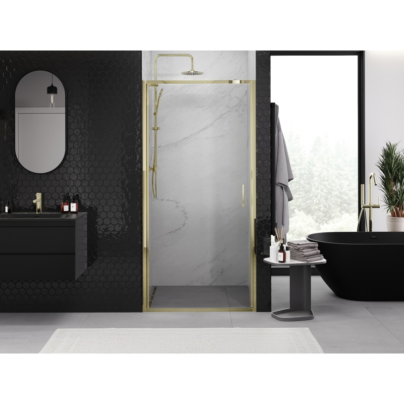 Mexen Exo-B otváracie sprchové dvere 80 cm, transparentné, zlaté - 817-080-000-50-00