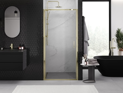 Mexen Exo-B sprchové dvere otváravé 90 cm, transparentné, zlaté - 817-090-000-50-00