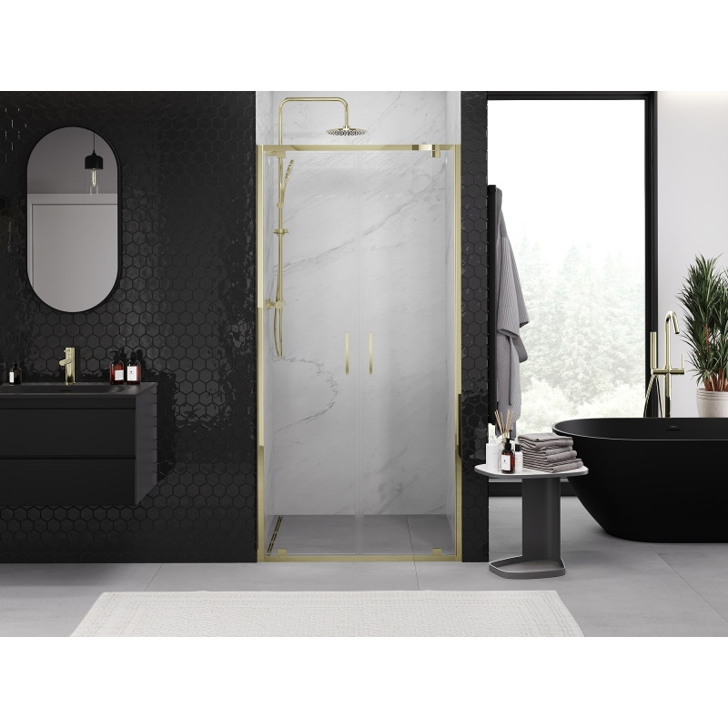 Mexen Exo-BR Duo dvojité sprchové dvere otvárateľné 70 cm, transparentné, zlaté - 8182-070-000-50-00