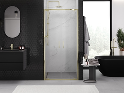 Mexen Exo-BR Duo dvojité sprchové dvere otvárateľné 70 cm, transparentné, zlaté - 8182-070-000-50-00