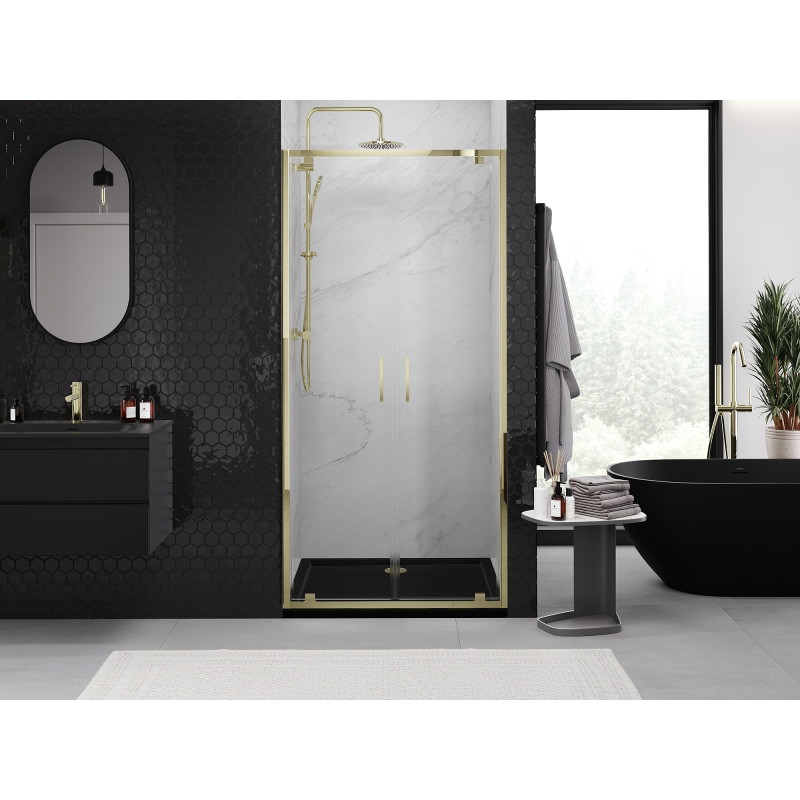 Mexen Exo-BR Duo dvojité sprchové dvere 80 cm, priehľadné, zlaté - 8182-080-000-50-00