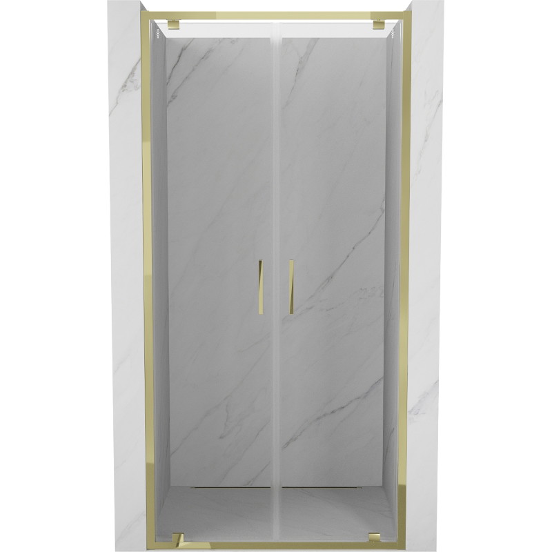 Mexen Exo-BR Duo dvojité otváravé sprchové dvere 100 cm, transparentné, zlaté - 8182-100-000-50-00