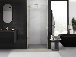 Mexen Exo-R sprchové dvere otváravé 90 cm, transparentné, zlaté - 819-090-000-50-00