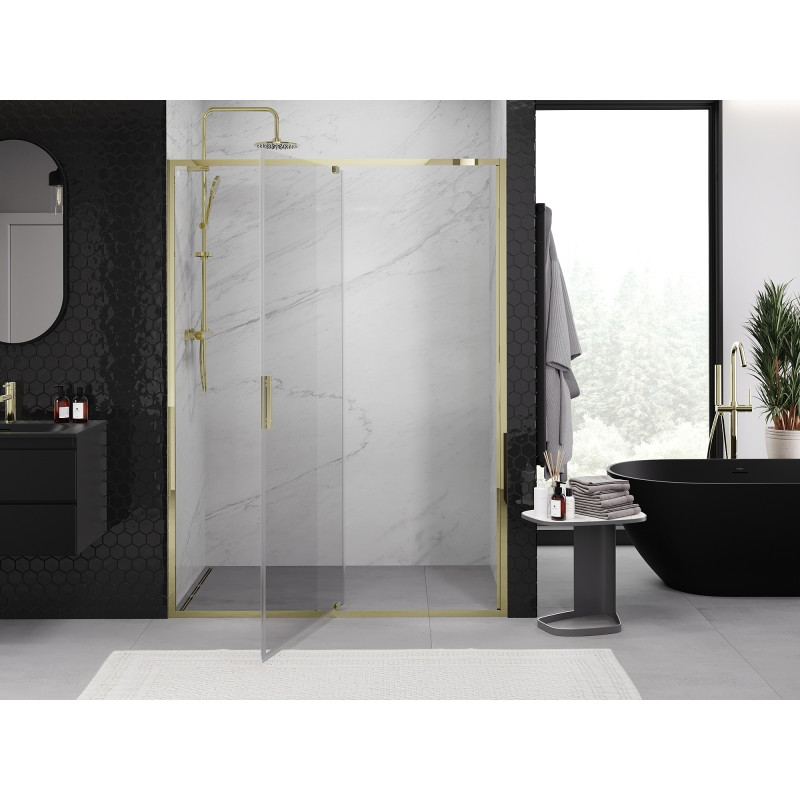 Mexen Exo-R dvere do sprchy otváracie 130 cm, transparentné, zlaté - 819-130-000-50-00