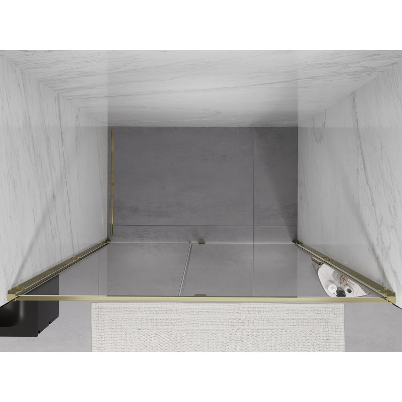 Mexen Exo sprchové dvere s otváraním 135 cm, transparentné, zlaté - 819-135-000-50-00