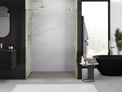Mexen Exo sprchové dvere otočné 160 cm, transparentné, zlaté - 819-160-000-50-00