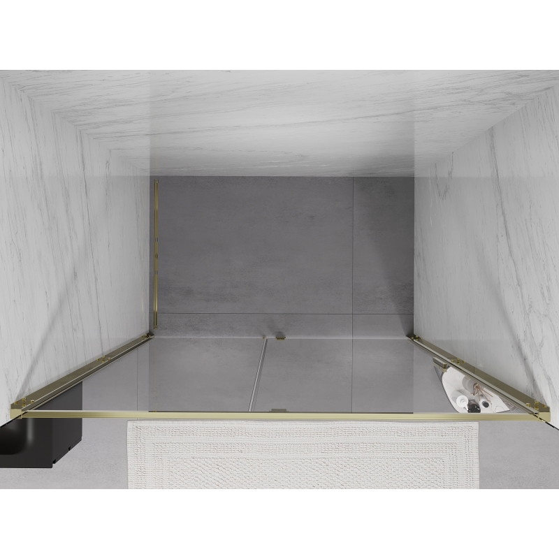 Mexen Exo-R sprchové dvere otváracie 160 cm, priehľadné, zlaté - 819-160-000-50-00