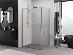 Mexen Exo sprchovací kút posuvný 155 x 80 cm, transparentný, zlatý - 8151-155-080-50-00
