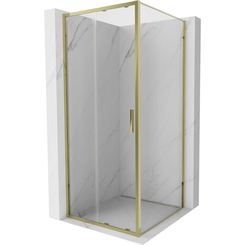 Mexen Exo posuvná sprchová kabína 90 x 90 cm, priehľadná, zlatá - 8151-090-090-50-00
