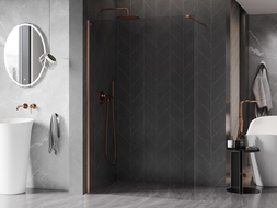 Mexen Kioto-X sprchová stena Walk-in 80 x 200 cm, priehľadná 10 mm, brúsená meď - 800-080-101-65-00-X